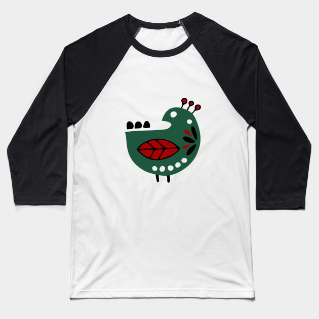 green bird Baseball T-Shirt by BalkanArtsy